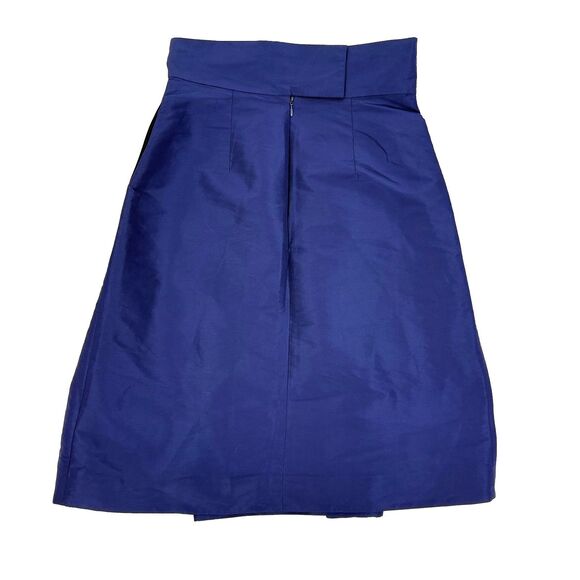 COS A-Line Midi Skirt US 6 Navy Blue Sheen Pleated Office B43 - Picture 2 of 6